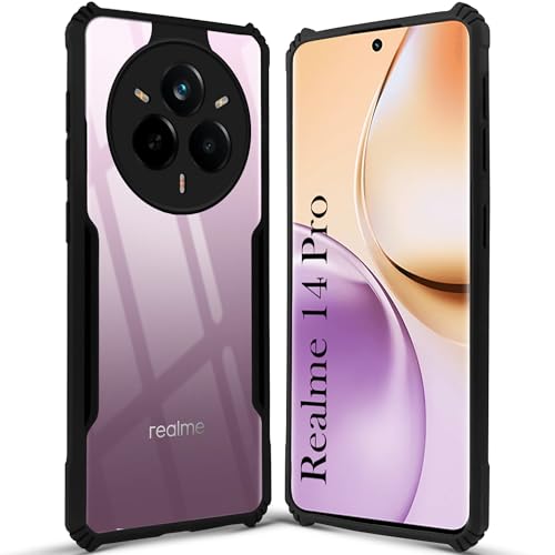 Image of Jkobi Back Cover Case for Realme 14 Pro (Shockproof with Polycarbonate Clear Panel | Professional Black)