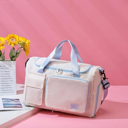 Image of Small Gym Bag for Women, Travel Duffle Bag Carry On Weekender Bag with Shoe Compartment