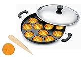 Appam Patra Paniyaram Non-Stick Pan 12 Cavities Non-Stick Appam Patra Nonstick Appam Pan, Appam Chetty Paniyaram Pan Patra, Non-Stick Pan with Stainless Steel Lid