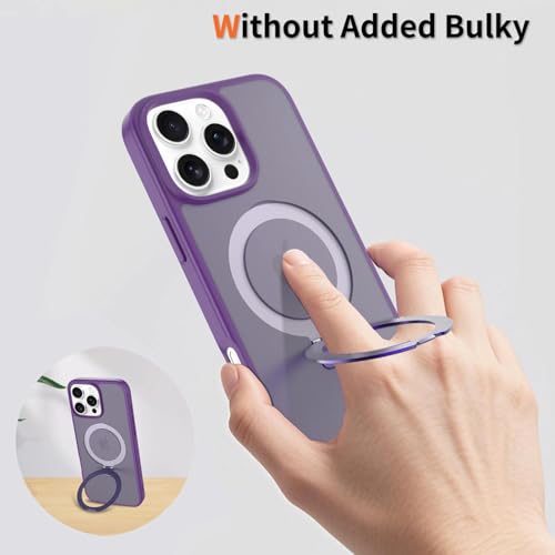 Image of Magnetic for iPhone 16 Pro Max Case, 6.9 inch, Compatible with MagSafe, Rugged Kickstand, Not-Yellowing Military-Grade Protection, Matte Purple