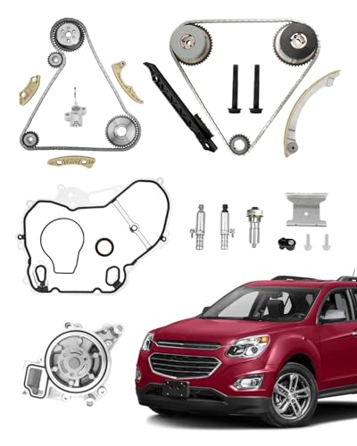 Timing Chain Kit 2.4 L, Compatible with 2009-2017 GMC Terrain/Chevy Equinox Malibu/Buick, w/Water Pump, Chain Guide Sprocket Tensioner, 2.4L Ecotec, 9-4201S, 9-4201SX, 12578515, 12578516, 1258226