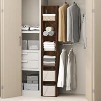 Furinno Cubicle 6-stufiges Schranksystem mit Aufbewahrungsmöglichkeiten, Schrankorganizer, offene Regale für Kleiderschrank, Schlafzimmer, Wohnzimmer, Amber Pine
