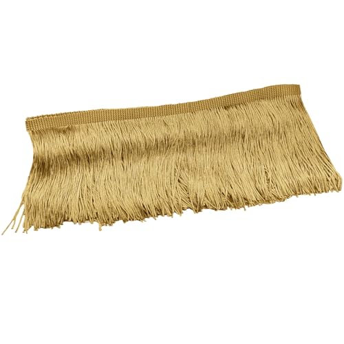 Luomorgo 10 Yards Chainette Fringe Trim 4 Wide - Polyester Tassel for Sewing Latin Dresses & Lamp Shades | DIY Craft Decor (Gold)