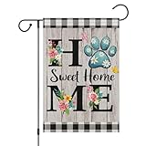 Wodison Dog Paw Home Garden Flag 12x18 Inch Double Sided Vertiacl, Small Burlap...