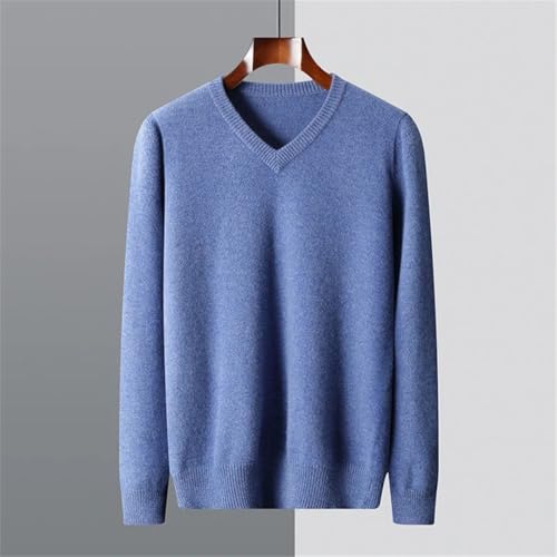 Mens Thick Wool V Neck Sweater Long Sleeve Casual Pullover 100 Percent Merino Wool Business Knit Jumper3