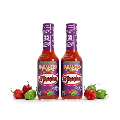 Image of El Yucateco Habanero & Ghost Hot Sauce, Extremely Spicy, Authentic Mexican Chili Sauce, 4 fl oz (Pack of 2)