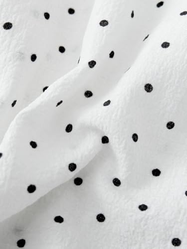 Image of Remidoo Women's Polka Dot Pj Set Short Sleeve 2 Piece Button Up Pajamas Sleepwear White Medium