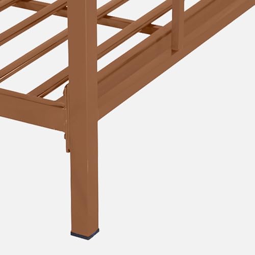 Furnline Pilio Twin Over Twin Metal Bunk Bed | Bunk Bed Without Storage for Kids & Adult | Space-Saving Double Decker Cot for Kids Room| Bunker Cot Frame (Mattress Included) Brown - Image 6