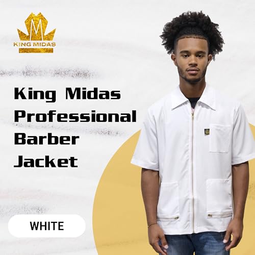 Image of King Midas Professional Barber Jacket for Men - Ultra Lightweight Short Sleeve Barber Smock