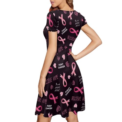 Image of POLERO Sunflower Dress for Women Floral Summer Dresses Short Sleeve Casual Sundresses Midi Dresses