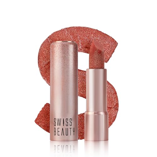Image of Swiss Beauty More Than Glitter Lipstick | Glittery Finish | Nourishing | With Vitamin C | One Swipe Smooth Glide | Shade- 3 Glimmer Coral, 3gm
