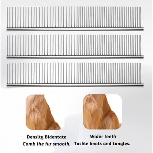 3 Stück Hundekamm Metall Zur Fellpflege Tierkamm Edelstahl Hunde Kamm Für Katzen Feinzahniger Kämme Zur Hundepflege Stahl Katzenkamm Für Verfilztes Haar Metallkamm Für Haustiere(19cm)
