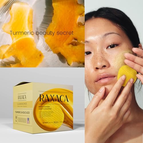 Turmeric Kojic Acid Cleansing Pads, 50 Pcs Kojic Acid And Turmeric Cleansing Pads for All Skin Types, Exfoliating Cotton Rounds, Dark Spots Remover for Face, Deep Clean Pores - Image 3
