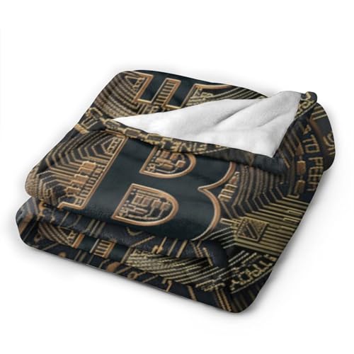Gold Circuit Board Bitcoin Print Flannel Blanket Lightweight Soft Fleece Animal Throw Blanket for Sofa Bed Women Men Children, 50"x40" - Image 7