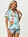 Allegra K Women's Hawaiian Shirt Floral Leaves Printed Short Sleeve Top Tropical Button Down Shirt Summer Fashion 2024 Medium Sky Blue