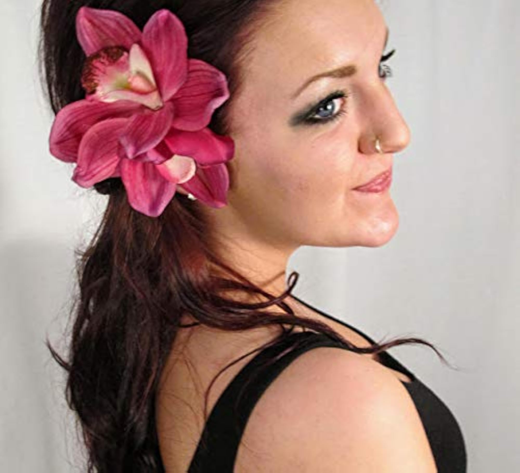Large Pink Cymbidium Orchid Hair Flower Clip