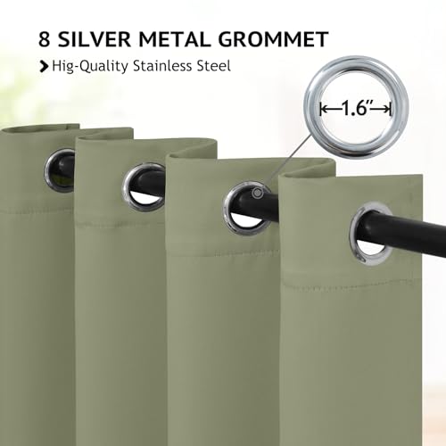 Image of COSVIYA Grommet Room Darkening Light Sage Curtains 63 inch Long for Bedroom | Light Blocking Insulated Thermal Curtains for Living Room, Blackout Thick Polyester Window Drapes,52x63 inches, 2 Panels