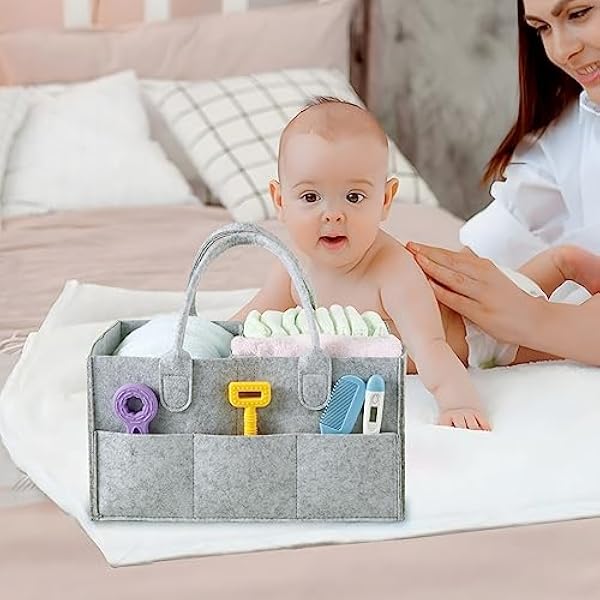 PandaEar Baby Diaper Organiser портативная корзина для хранения салфеток и вещей складная с разделенным рисунком серая