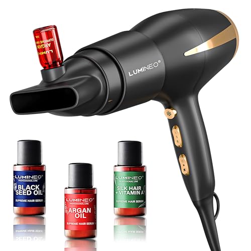 LUMINEO Haartrockner – Professioneller Ionen-Föhn mit 2400W AC-Motor, 3 Heizstufen & 2 separate Gebläsestufen, Abkühlstufe, Serum-Diffusor inkl. 3 Haarseren zum Testen, Stylingdüse & Volumen-Diffusor