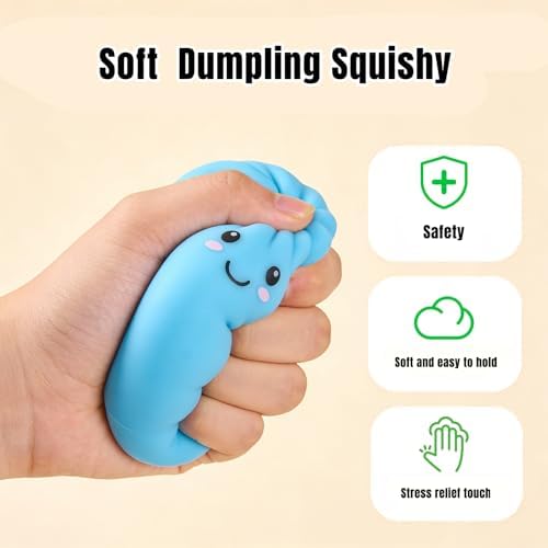 Dumplings Squishy Bun Glitter Squishies Dumpling with Box Squishy Stress Balls Soft Squeeze Decompression Dough for Adults, Office & Study Relaxation
