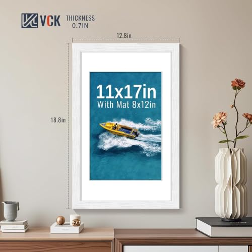 Image of VCK 11x17 Picture Frame 5 Pack, White Exclusive Wood, HD Glass, for Photo