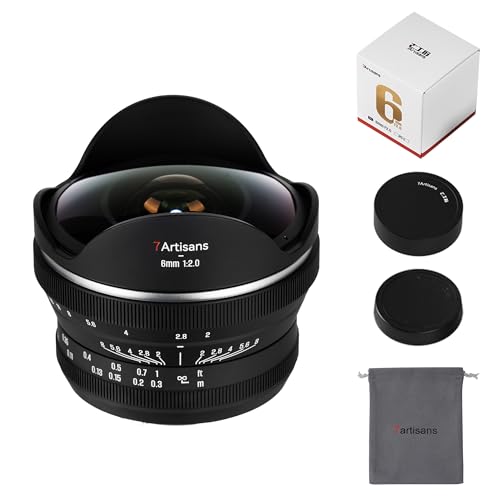 Obiettivo ultragrandangolare Fisheye 220°APS-C 7artisans 6mm F2.0 a fuoco manuale, obiettivo a focale fissa Compatibile con mirrorless Fujifilm X, Fuji serie X-H/T/T30/S/E/A Fuji X-T2 X-T30 X-T50