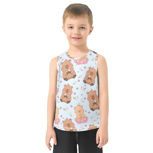 Boys' Tank Top Shirt Capybara Flowers Bird Pattern Sleeveless T-Shirts2