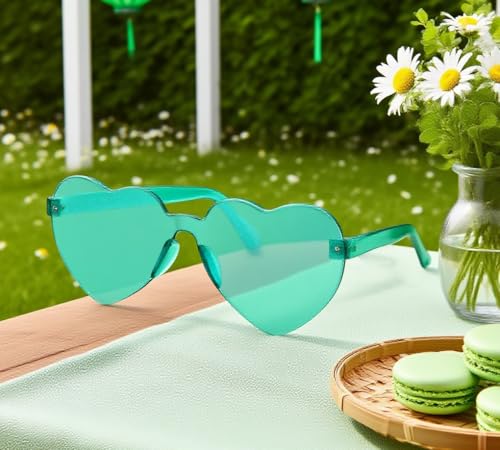 Rimless Heart Shaped Sunglasses Cute Glasses Disco One Piece Transparent Trendy Love Glasses B28263