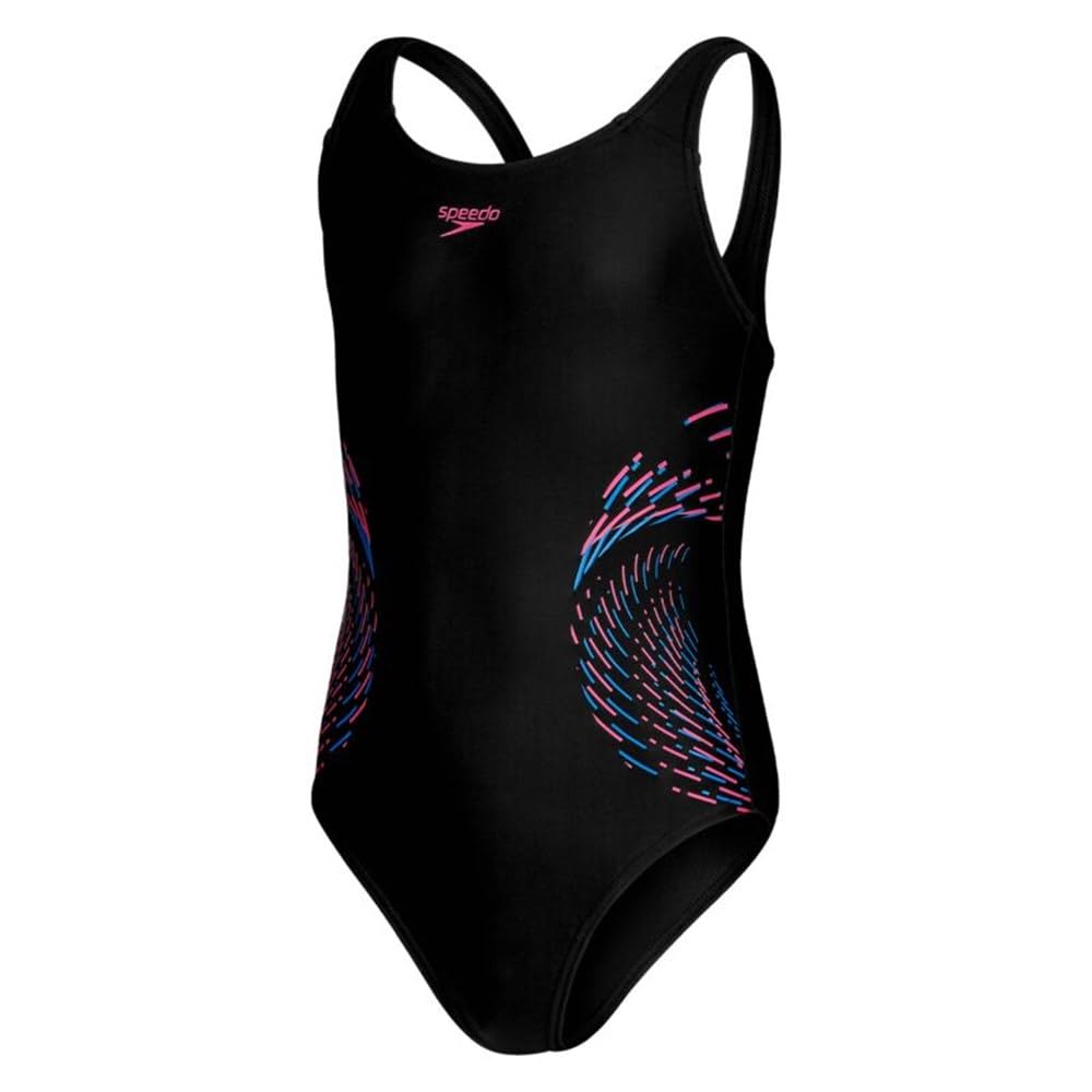 Speedo Traje de baño Plastisol Placement Muscleback negro/rosa para niña