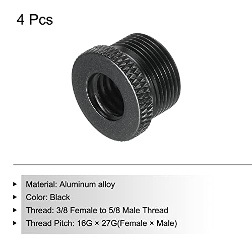 PATIKIL Mic Stand Adapter 3/8 Female x 5/8 Male Aluminum Alloy Thread Screw Adapter for Camera Stand Black 4 Pack - Image 3
