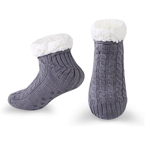 WOTENCE Women Slipper Socks Knitted Warm And Fluffy Fleece Lined Non Slip Socks Winter Socks Home Sleeping Socks for Bed Socks Cover