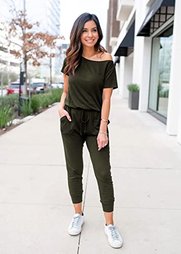 Image of PRETTYGARDEN Jumpsuits for Women 2026 Summer Dressy Off Shoulder Romper Spring Vacation Travel Lounge Outfits Clothes