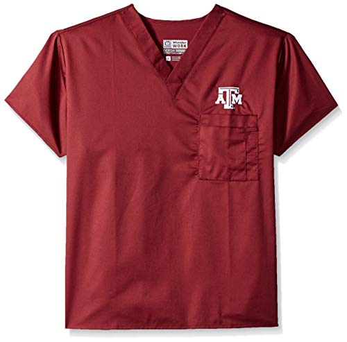 WonderWink womens Texas A&m University V-neck Top Medical Scrubs Shirt, Maroon, X-Small US