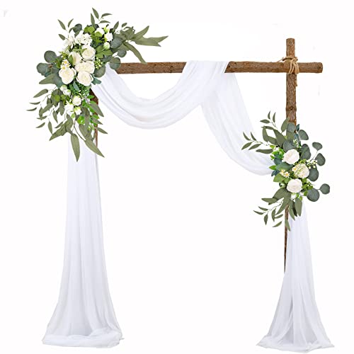 YLSZHY Kit de flores artificiales de arco de boda (paquete de 3), guirnaldas de flores artificiales, guirnaldas florales, arreglos florales de bodas para ceremonias de recepción, decoración del hogar