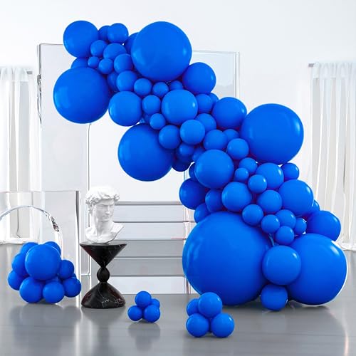 Image of PartyWoo Royal Blue Balloons, 100 pcs Dark Blue Different Sizes Pack of 36 Inch 18 Inch 12 Inch 10 Inch 5 Inch Blue for Balloon Garland or Balloon Arch as Party Decorations, Blue-Y5