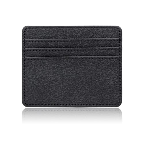 WisePoint Credit Card Holder for Men, PU Leather Small Card Holder Wallet for Men RFID Blocking Slim Card Holder, 4 Card Slots Small Credit Card Wallet for Cards, Business, Travel, Shopping (black)