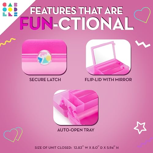 Image of Caboodles On-The-Go Girl Makeup Box, Two-Tone Violet on Silver Sparkle, Hard Plastic Makeup Organizer Box, Built-In Mirror, Secure Latch for Safe Travel, Spacious Storage for Large Items