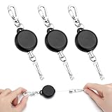Harloon 3 Pcs Retractable Badge Reels Ski Pass Ticket Badge Clips Metal Carabiner Clip Retractable ID Reel Clips for ID Card Holder and Keychain