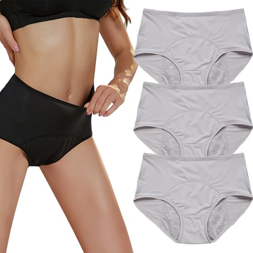 Zdouxuan Relivira Underwear - Pelvic Floor Support & Leakproof Underwear, Pelvic Leak Support Underwear For Women(Gray,3Pcs_M)
