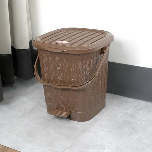 Image of Nayasa Mikado Dustbin without Inner | 8.5 Ltr Litres Waste Bin | Plastic Dustbin for Home, Kitchen, Bathroom & Office | Durable, Easy to Clean, Hygienic & Stylish | Brown