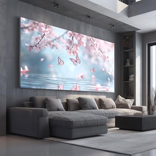 Tableau cerisier rêveur 50x100cm sans cadre aux nuances pastel