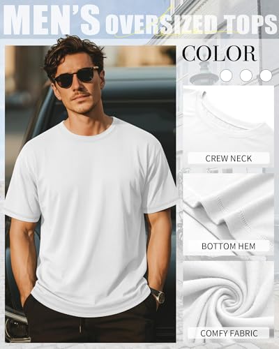 Image of Neer 3 Pack Big and Tall T-Shirts for Men L-7xl Tops | Large Casual Stretch Workout Tees, Short Sleeve Crewneck Oversized Shirts, Classic Summer Outfits, Comfy Basic Loose Clothes