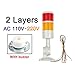2 Layer Red Amber LED Stack Light Warning Lamp Industrial for Machine DC24V 12V AC220V 110V Steady Flashing Type(AC 110V-220V Buzzer)