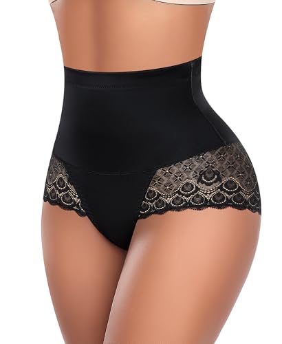 Image of Werena Tummy Control Shapewear Panties for Women High Waist Body Shaper Underwear Lace Shaping Girdle Briefs
