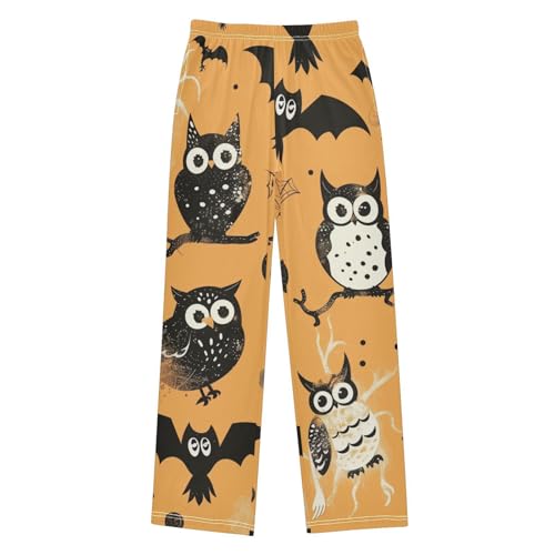 Owl and Bat Boys Long Pants Soft Trousers Elastic Waist Kids Lounge Bottoms with Pockets S-XL