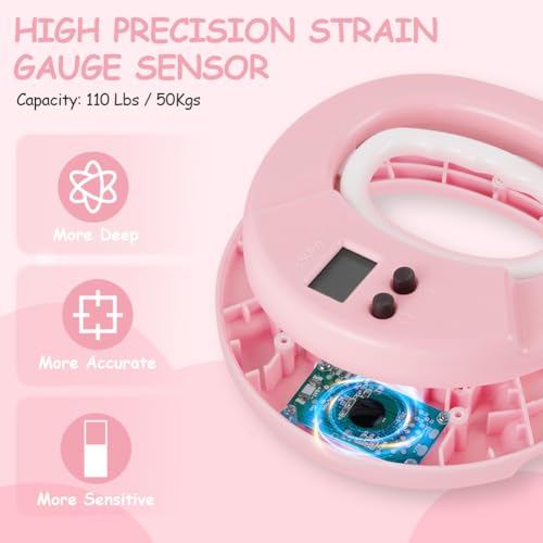 OSDUE Digitaler Handkraftmessgerät Kinder, Hand Dynamometer Rosa, Elektronischer Griffkraft Messer, Griffkraftmessgerät, Grip Strength Trainer Kraftmesser