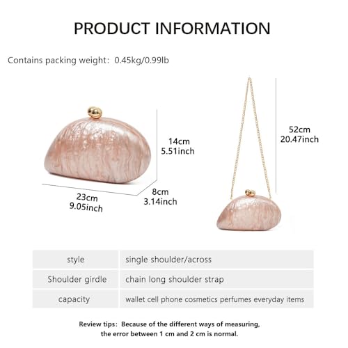 Image of Acrylic Shell Shaped Bag Luxury Marble Clutch Evening Purses for Women Glitter Handbag for Wedding Cocktail Party Prom