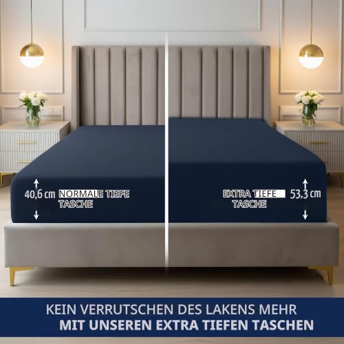 Utopia Bedding Spannbettlaken Queen – Extra Tiefe Tasche – 53 cm Tiefe – Weiche Mikrofaser – Schrumpf- und farbbeständig – Pflegeleicht… – Ansicht 3