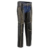 Milwaukee Leather Chaps for Women Black Premium Skin Rubbed Seams- Accented Lace Detailing Motorcycle Chap- MLL6527 - X-Large