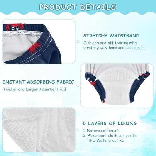 Image of Toddler Potty Training Underwear Cotton Absorbent Soft Baby Girl Boy Potty Training Pant 2t-5t